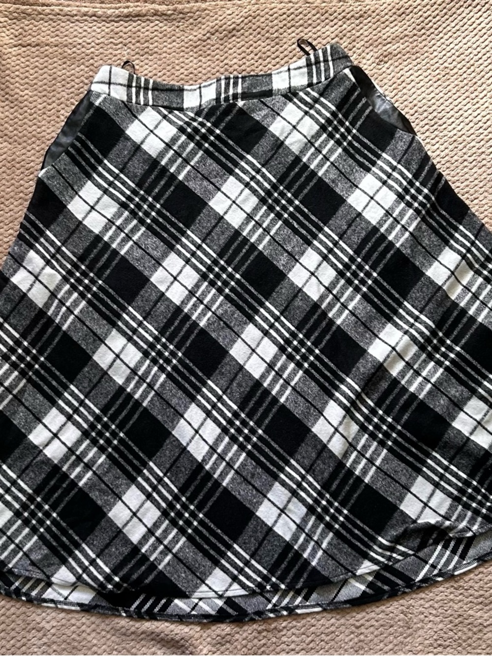 Black & White Plaid A-Line Skirt
